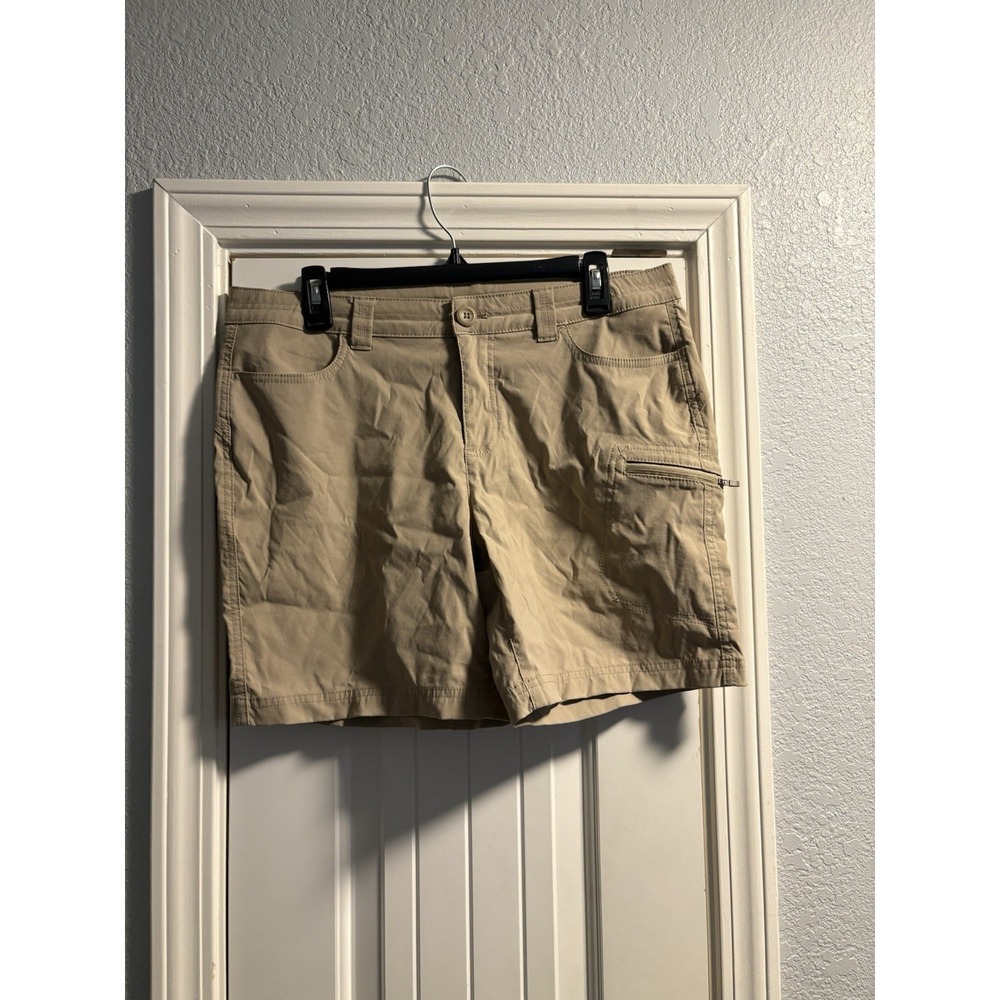 Eddie Bauer Guide Shorts Womens 10 Khaki Stretch Cargo Hiking Outdoor Utility